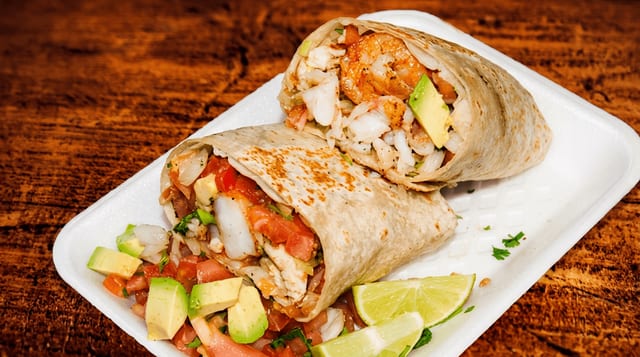 Fish and Shrimp Burrito.
