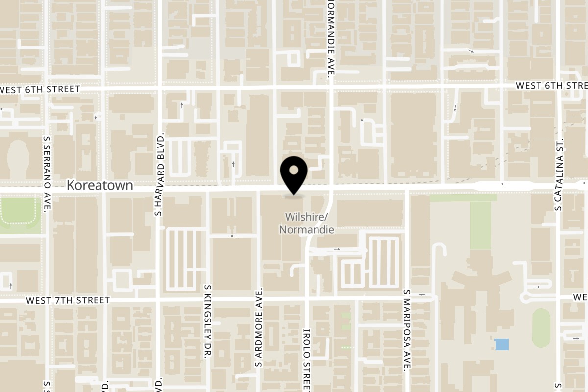 Map showing the location of Pacheco's Tacos on 3530 Wilshire Blvd in Los Angeles